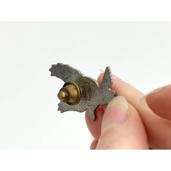 White Enameled Bald Eagle Mafco Signed Vintage Silver Toned nclosure Brooch - Picture 8 of 8